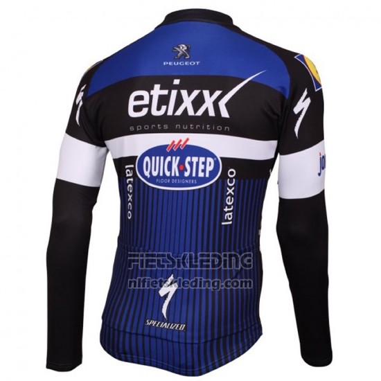 2016 Fietskleding Etixx Quick Step Blauw en Zwart Lange Mouwen en Koersbroek